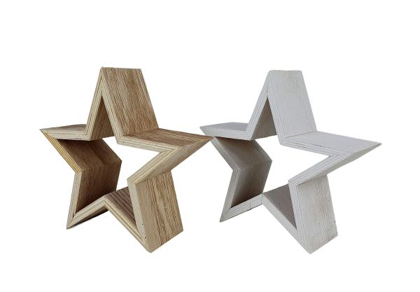 Deko Holzstern 17cm - 2 Farben -